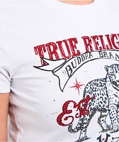 True Religion Crystal Leopard White Crop T-Shirt