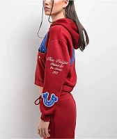 True Religion Crystal Patch Varsity Red Dahlia Crop Zip Hoodie