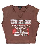 True Religion Crystal Western Notch Branch Crop T-Shirt