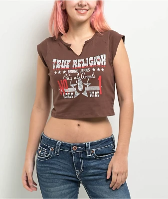 True Religion Crystal Western Notch Branch Crop T-Shirt