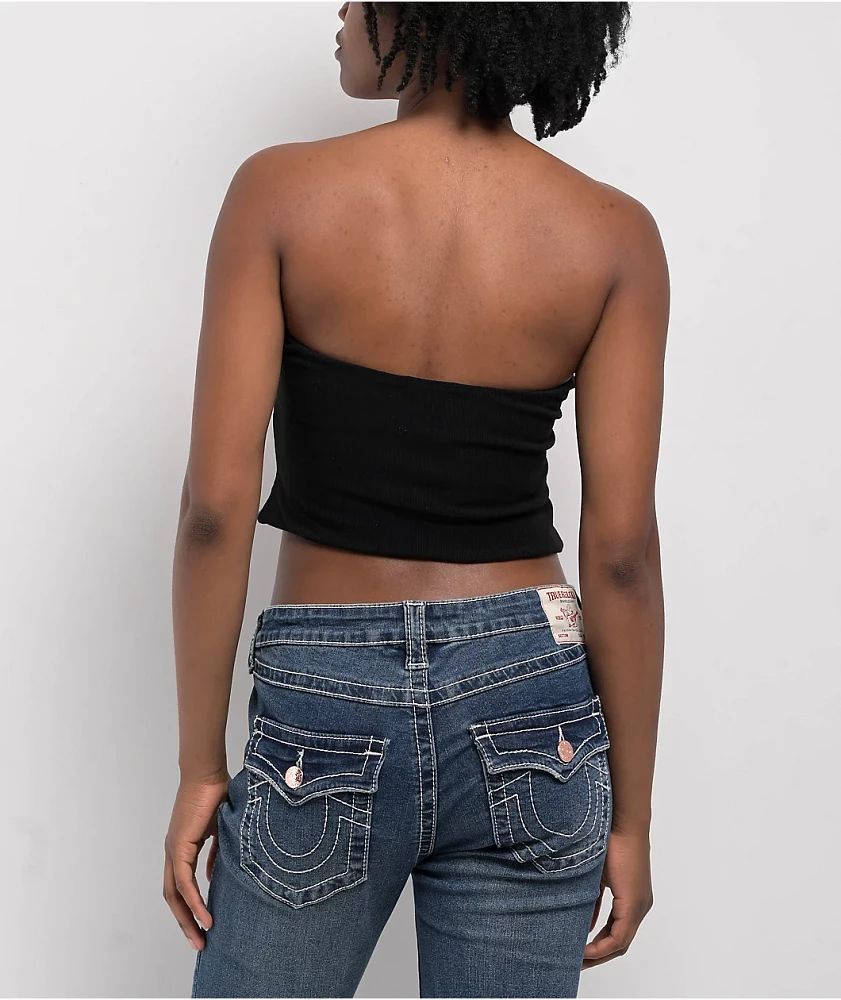 True Religion Crystal Wing Black Tube Top