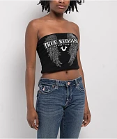 True Religion Crystal Wing Black Tube Top