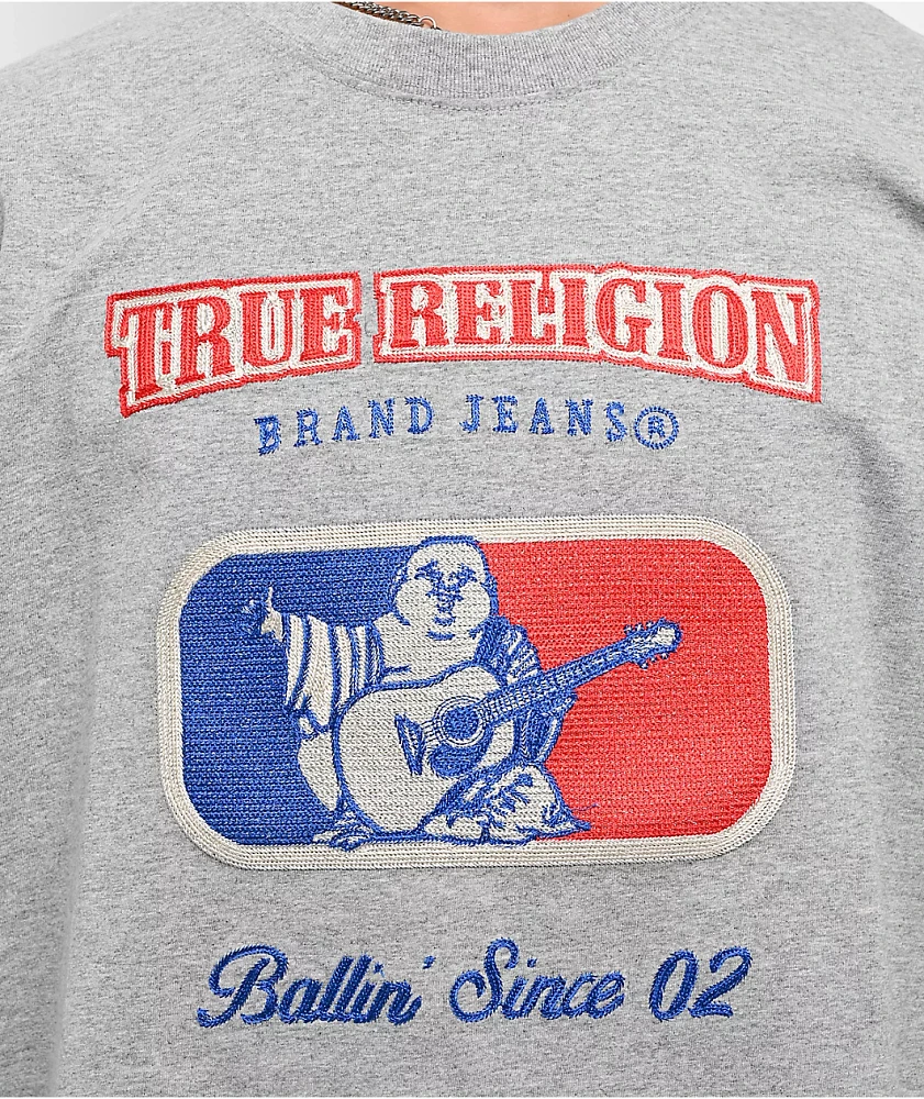 True Religion Embroidered Ballin' Heather Grey T-Shirt