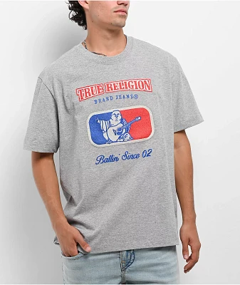 True Religion Embroidered Ballin' Heather Grey T-Shirt