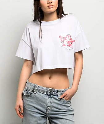 True Religion Embroidered Buddha White Crop T-Shirt