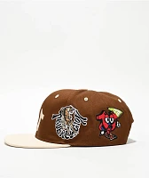 True Religion Embroidered Multi Logo Muse Dark Brown Snapback Hat