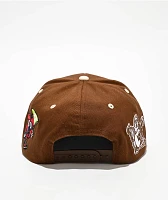 True Religion Embroidered Multi Logo Muse Dark Brown Snapback Hat