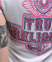 True Religion Flatlock Winged Crystal Logo White Crop T-Shirt