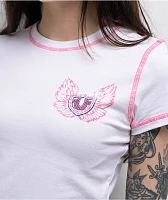 True Religion Flatlock Winged Crystal Logo White Crop T-Shirt