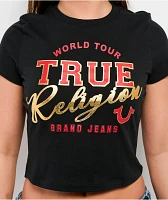 True Religion High Shine Black Crop T-Shirt