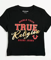 True Religion High Shine Black Crop T-Shirt