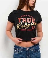 True Religion High Shine Black Crop T-Shirt