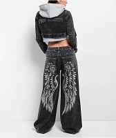 True Religion Hooded Combo Silver Sun Crop Jacket