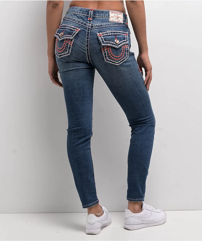 True Religion Jennie Super T Curvy Wave Lily Mid Rise Skinny Jeans