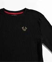 True Religion Kids Drip Black Thermal Long Sleeve T-Shirt