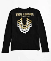 True Religion Kids Drip Black Thermal Long Sleeve T-Shirt