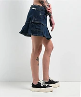 True Religion La Serena Belted Denim Cargo Skirt