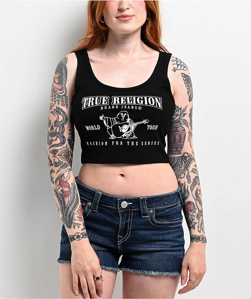 True Religion Logo Black Crop Tank Top