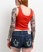 True Religion Logo Fiery Red Crop Tank Top