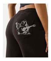 True Religion Lurex Buddha Black Straight Leg Sweatpants