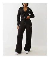 True Religion Lurex Buddha Black Straight Leg Sweatpants