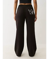 True Religion Lurex Buddha Black Straight Leg Sweatpants