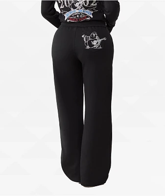 True Religion Lurex Buddha Black Straight Leg Sweatpants