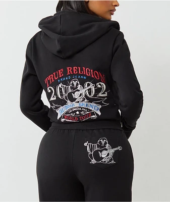 True Religion Lurex World Tour Black Zip Hoodie
