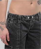 True Religion Natalie Jet Black Wash Low Rise Cargo Jeans