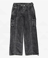 True Religion Natalie Jet Black Wash Low Rise Cargo Jeans