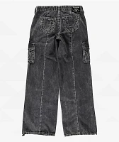 True Religion Natalie Jet Black Wash Low Rise Cargo Jeans