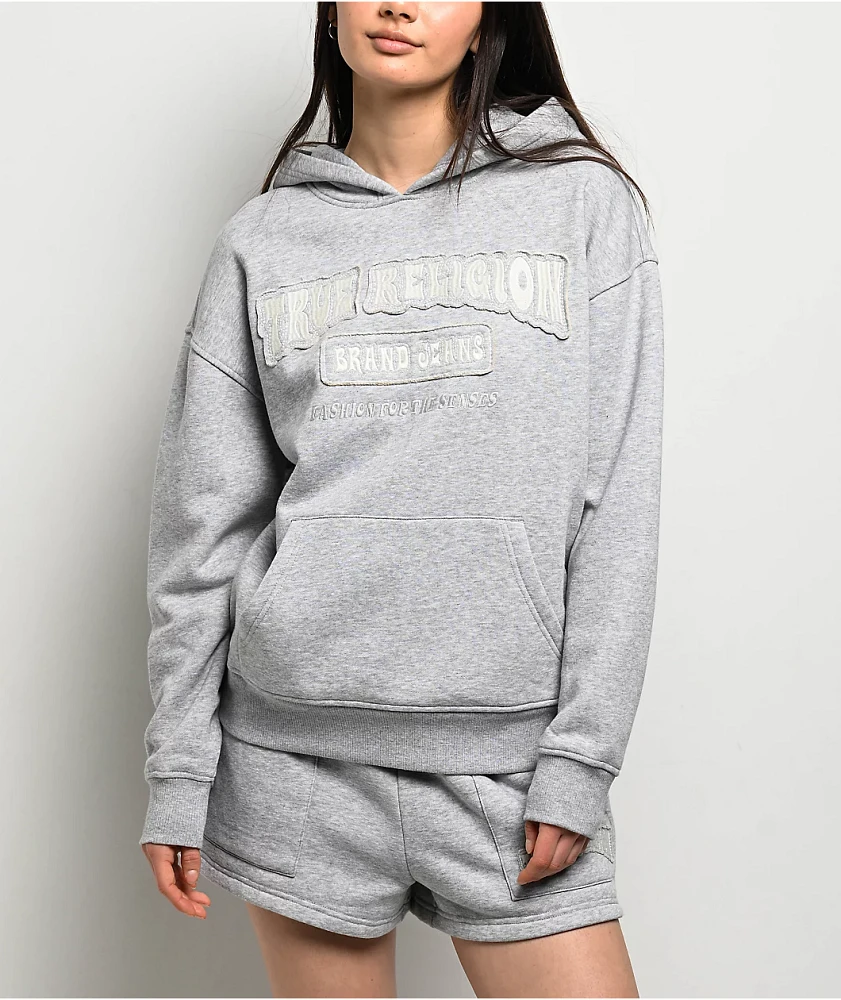 True Religion Patched Boyfriend Grey Hoodie