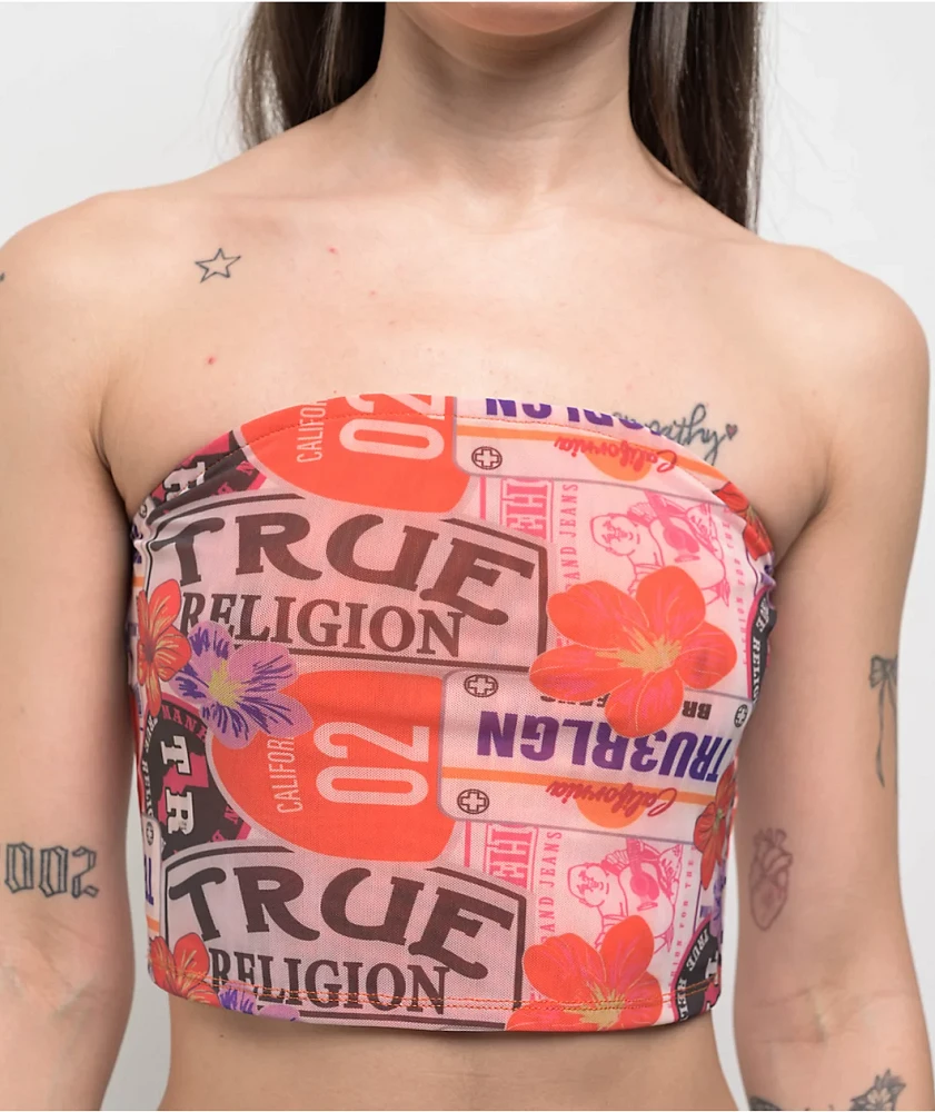 True Religion Printed Mesh Tube Top