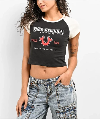 True Religion Raglan Black Crop T-Shirt