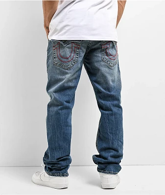 True Religion Ricky Big T Flap Straight Bond St Medium Wash Jeans
