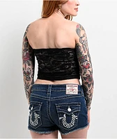 True Religion Ruched Black Lace Tube Top