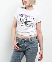True Religion Ruched Metallic Logo White Crop T-Shirt