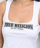 True Religion Square Neck White Crop Tank Top