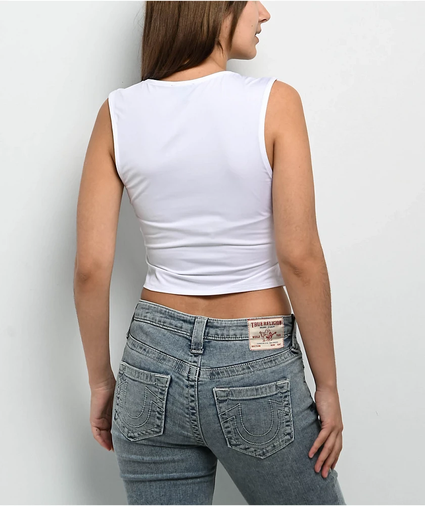 True Religion Square Neck White Crop Tank Top