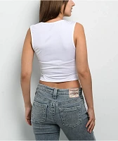 True Religion Square Neck White Crop Tank Top