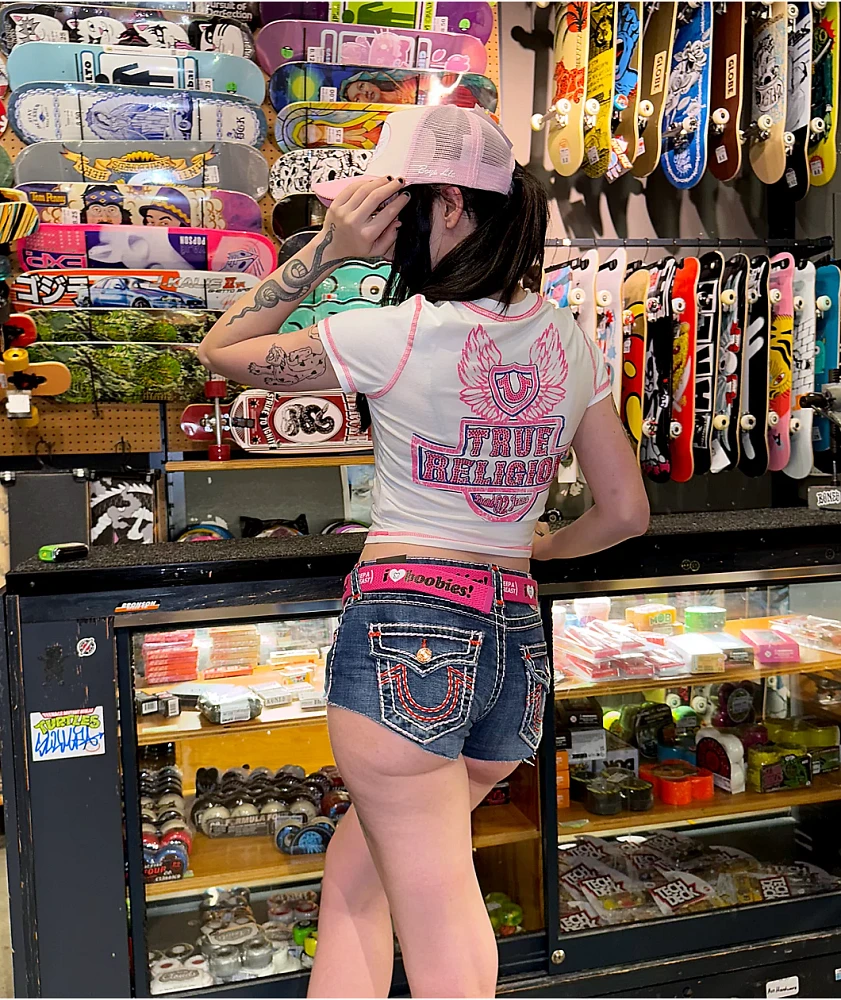 True Religion Super T Flap Wave Lily Spicy Shorts