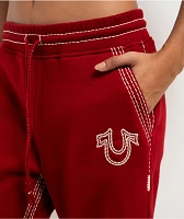 True Religion Super T Horseshoe Red Dahlia Sweatpants