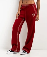 True Religion Super T Horseshoe Red Dahlia Sweatpants