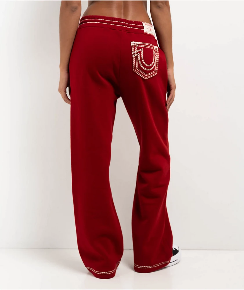 True Religion Super T Horseshoe Red Dahlia Sweatpants