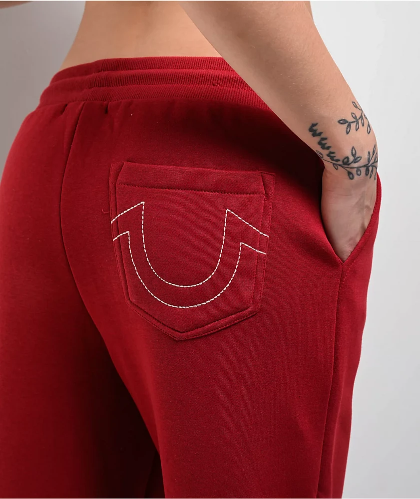 True Religion Varsity Red Dahlia Straight Leg Sweatpants