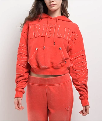 True Religion Vintage Applique Logo Scarlet Hoodie