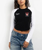 True Religion x Playboy Black & White Raglan Long Sleeve Crop T-Shirt