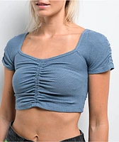 Unionbay Hollis Rib Knit Blue Crop T-Shirt