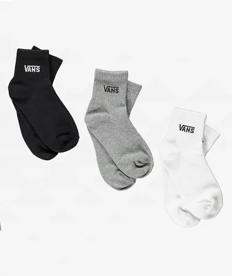 Vans Black, White & Grey 3 Pack Ankle Socks