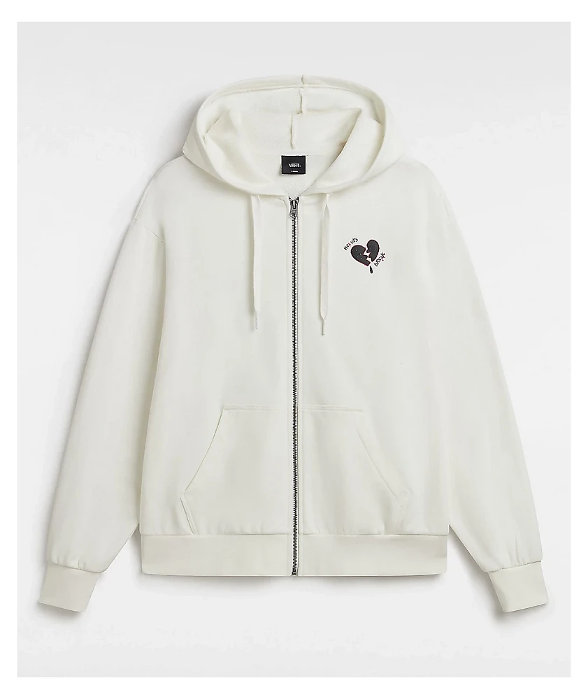 Vans Broken Hearts White Zip Hoodie